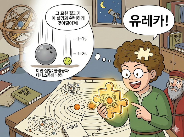 타당성 - 방금 전 실험 결과가 왜 그랬는지 퍼즐이 맞춰지며 유레카를 외치는 학생